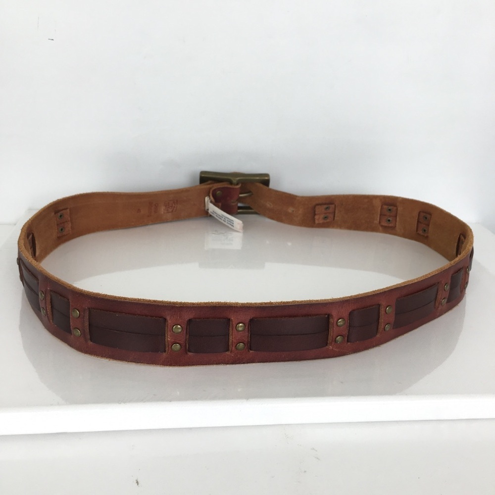 Lucky Brand Brown Woven Renaissance Leather Studded Belt Men’s Size 49 - Picture 7 of 7